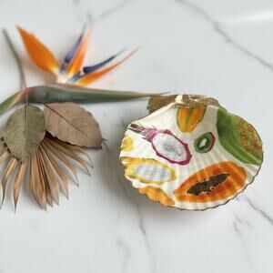 Tropical Fruit Shell Ring Dish Handmade Dish Dragon Fruit Papaya Boho Gift